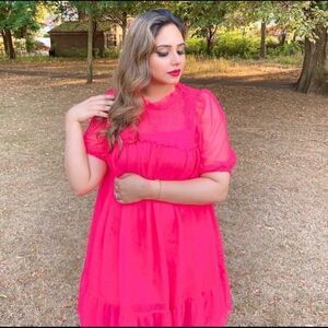 H&M Divided Bright Pink Party Dress Small Barbiecore Barbie Core